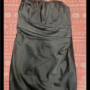 Express Little Black Strapless Satin Cocktail Dress With Removable Straps